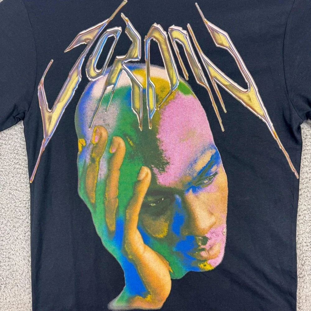 Jordan Sport Shirt Mens Medium Black Dri-Fit Psychedelic Graphic Short‎ Sleeve